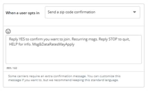 user opts in dropdown